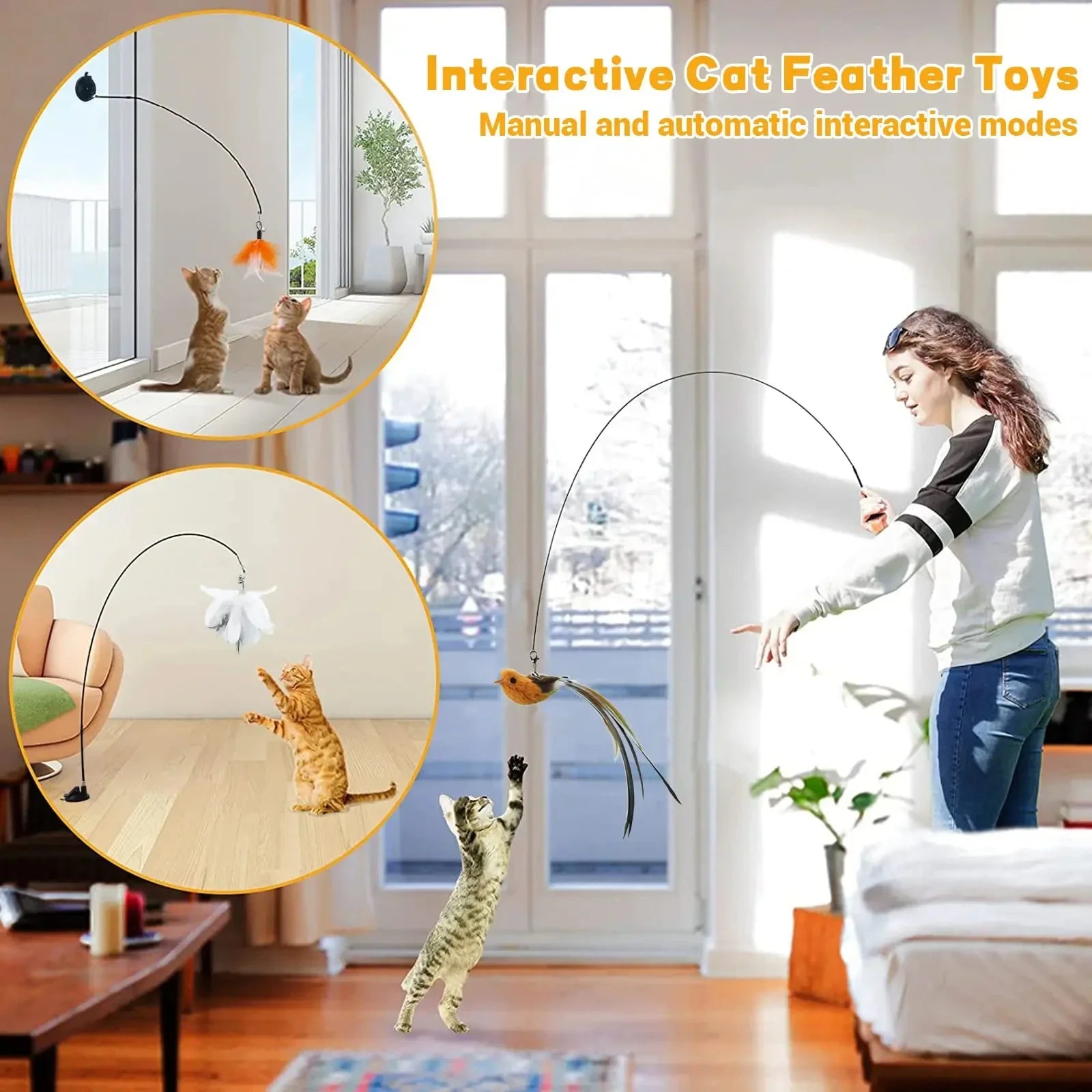 Luxury Simulated Bird Cat Toy with Suction Base – Interactive, Safe, and Non-Toxic